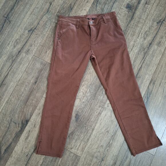 PrAna brown chino cigarette cropped pant womens 8 - Picture 1 of 7